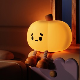 HPYDIY Pumpkin Night Light Orange Pumpkin Soft Silicone Children's Night Light with 3-Gear Brightness Adjustment Rechargeable Room Decor and Ideal Gift