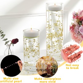 Cusmation 50 PCS Artificial Floating Beads for Centerpieces Vases, Clear 8+3mm String Beads for Wedding Party Faux Pearl String for Decorating, String Pearls for Crafts Vase Filler