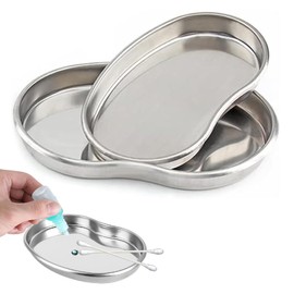 2Pcs Stainless Steel Kidney Tray Stainless Steel Large Curved Instrument Tray for Medical Use Professional Surgical Kidney Dish Reusable Stainless Steel Tray Lab Tray Dental Tray