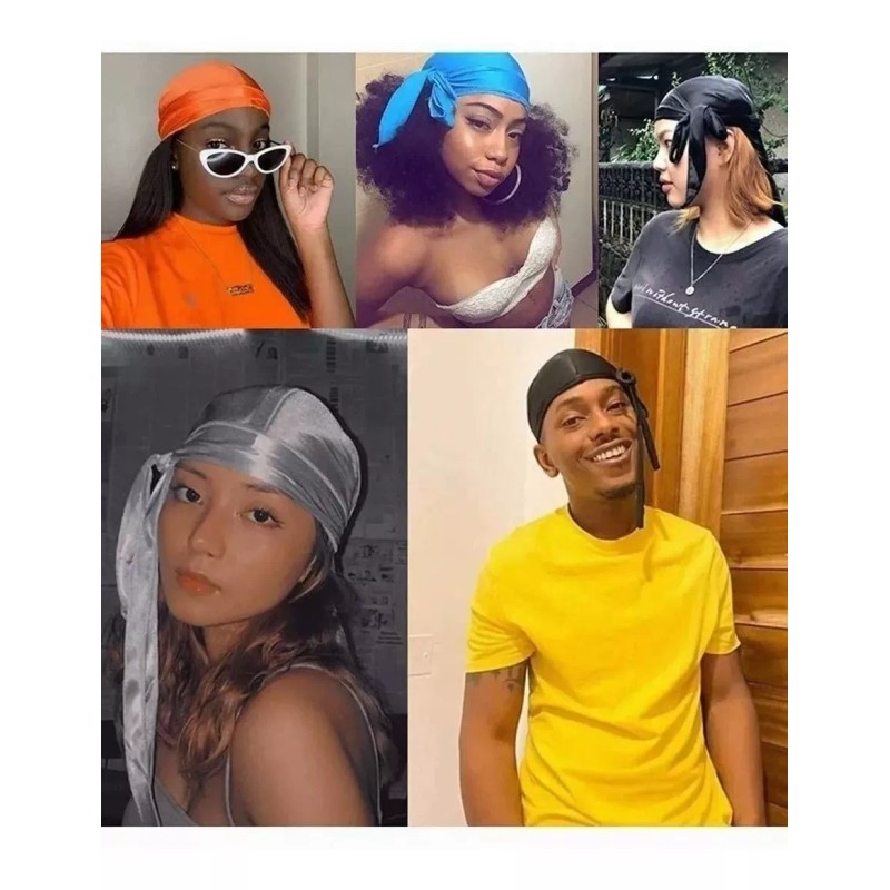 CONEJO MODA Seda Satén Larga Cola Pigtail Headwear Cap Bufanda
