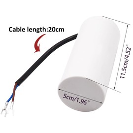 Tnisesm 80uF CBB60 Run Capacitor 450V AC 2 Wires for Start-up of AC Motors with Frequency of 50Hz/60Hz Washing Machines, Air Conditioners, Refrigerators & Water Pumps