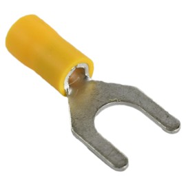 25PCS 12-10 AWG 5/16" M8 Insulated Fork Crimp Connector 48A 600V UL cUL for Electrical Terminals (25, 5/16")