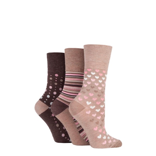 SOCKSHOP Gentle Grip Ladies Bamboo Socks Pack of 3 Neutral