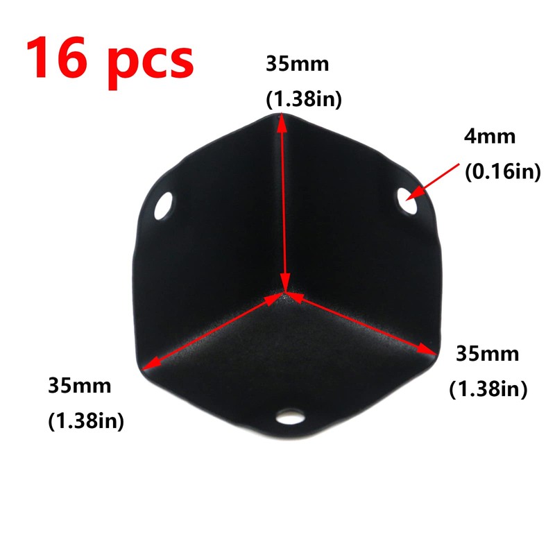 Antrader 16Pcs Black Metal Corner Protector,1.38" Box Edge Guard Protector,Metal