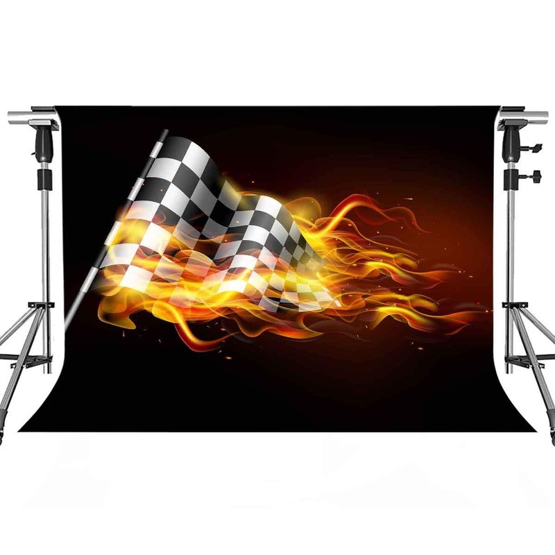 Racing Car Backdrop Flame Black Photography Background MEETSIOY 7x5ft Themed