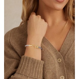 HANTNOOL Cable Bracelets for Women Two Tone Cuff Bangle with Turquoise Hook Clasp Mixed Metal Bracelets Designer Dupes Jewelry for Her (Hook D)