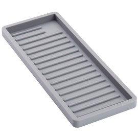 Cheer Collection Soap and Sponge Holder - Silicone Non-Slip Kitchen Counter Sink Organizer and Storage Tray, Large