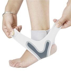 Ankle Brace Support Sleeves, 1 Pair Adjustable Elastic Sports Ankle Brace Sleeves, Ankle Fixation Bandage for Relieve Pain Exercise Arthritis Metatarsal Fasciitis Arch Support Basketball (White, L)