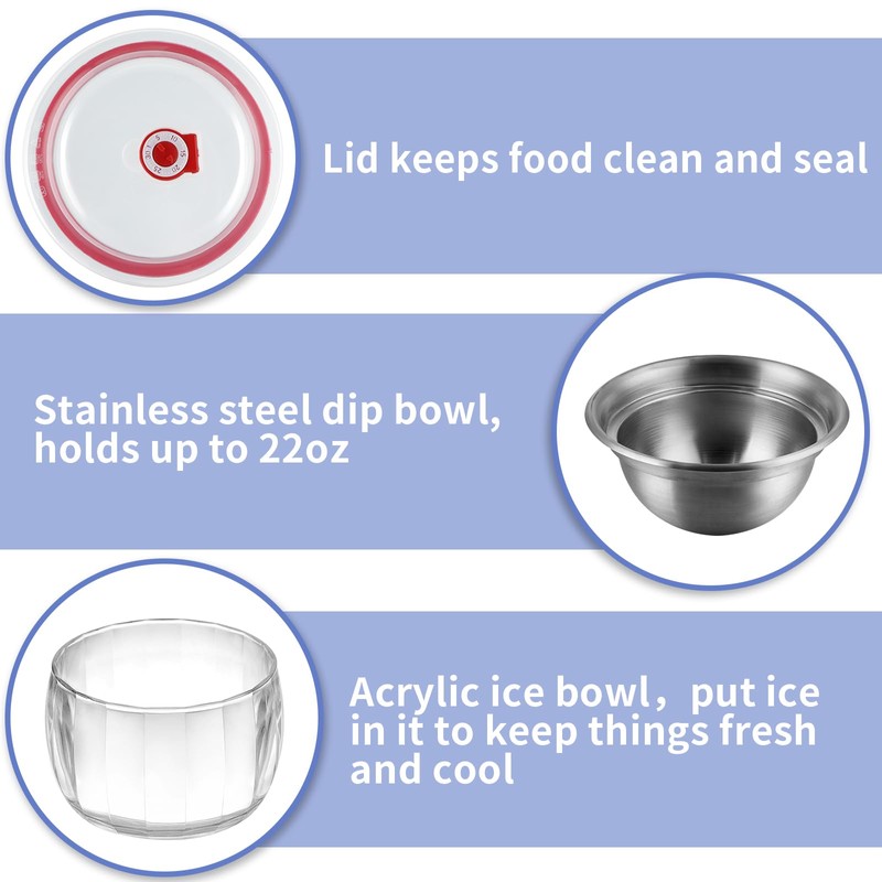 MOLIGOU Ice Chilled Dip Bowl with Lid, 22oz Chilled Serving