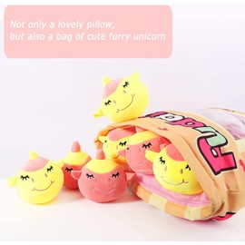 Plush Toys - Removable Throw Pillow Plushies with 8 Little Corgi Stuffed - Soft Hugging Stuffed Animal - Cute Plush Gifts for Kids Boys Girls (Yellow Pink)
