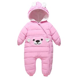 famuka Baby Boys and Girls Snowsuit Toddler Bear One-Piece Outerwear Coat (12 Months, Pink)