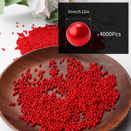 Chuyau - 4000 abalorio de perlas rojas de 3 mm con agujero de perlas redondas para crear abalorio de perlas sueltas para hacer joyas, perlas falsas para pulseras, collares, arete, llaveros, accesorios
