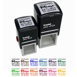 Deceased Please Return to Sender Mail Denial Self-Inking Rubber Stamp Ink Stamper - 1-1/2 Inch Large - Red Ink