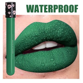 Matte Green Liquid Lipstick Waterproof Full-coverage Green Lip Gloss, Highly Pigmented Long Lasting Smudge-proof Face Body Paint for Festival Cosplay Makeup Gift for Women