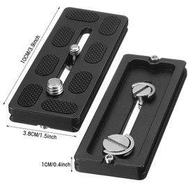 Frienda 2 Pieces Metal Quick Release Plate with 1/4''-20 Camera Screw Tripod Mount Plate Fits Standard for DSLR Camera Tripod Ball Head(Black,100mm 1/4''and 3/8'')