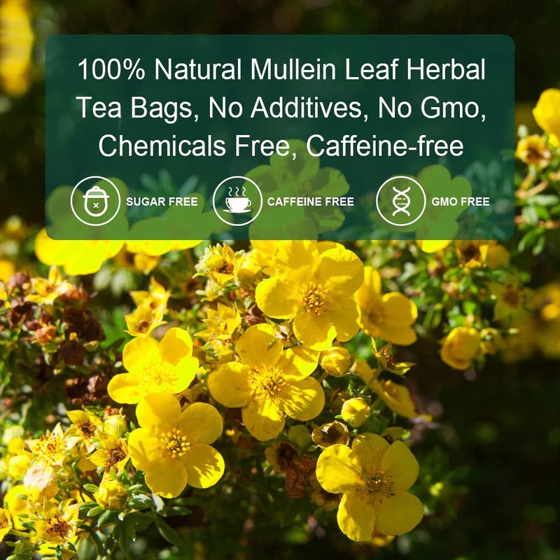Mullein Leaf Tea Bags - Lungs Cleanse and Respiratory Support,