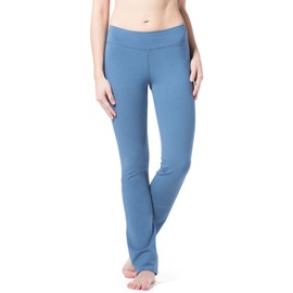 Fishers Finery Women's Straight Leg Yoga Pan with Pockets (Blue, L Petite)