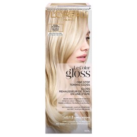 L'Oreal Paris Brillo de cabello tonificante en un solo paso, para uso en casa, aumenta el brillo, mejora el color, acondicionamiento, neutralización de latón, sin daños, sin mezcla, sin amoniaco, sin parabenos, 4 onzas líquidas (paquete de 1)