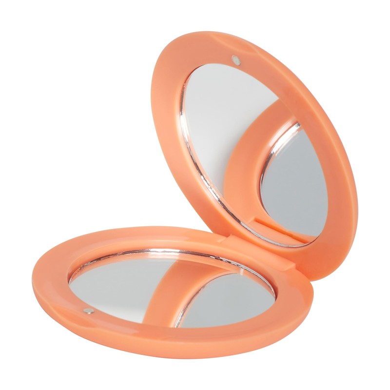 GOODY Compact Mirror - Coral, Double-Sided Easy-Grip Magnifying Mirror with