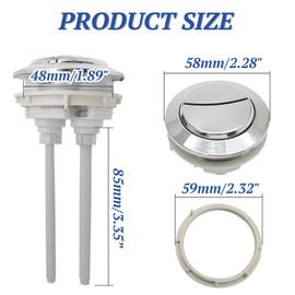 PHITUODA Toilet Tank Push Button 48mm Thread Diameter Dual Push Flushing Button Adjustable Toilet Water Tank Button Replacement, Pack of 1