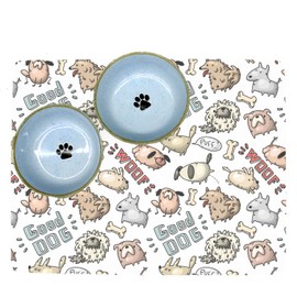 Pet Food Mat for your Dog Food Bowl and Water Dish - Made in the USA (Good Dog, 15 x 19)