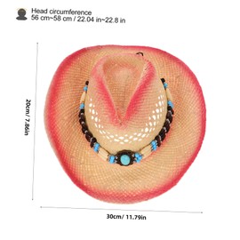 Healeved Straw Cowboy Hat for Men and Women Lightweight Breathable Sun for Beach Hiking and Outdoor Activities Modern for Travel Adventures Pink