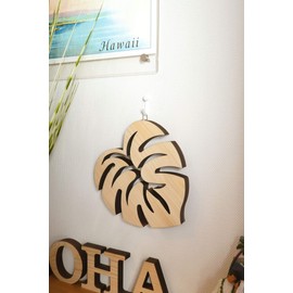 AndLaki Monstera Trivet, Stylish, Wood, Made in Japan (Natural, Large)