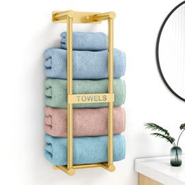 Towel Racks for Bathroom, STWWO Bathroom Towel Storage Wall Mounted, Stainless Steel, 22inch, Gold