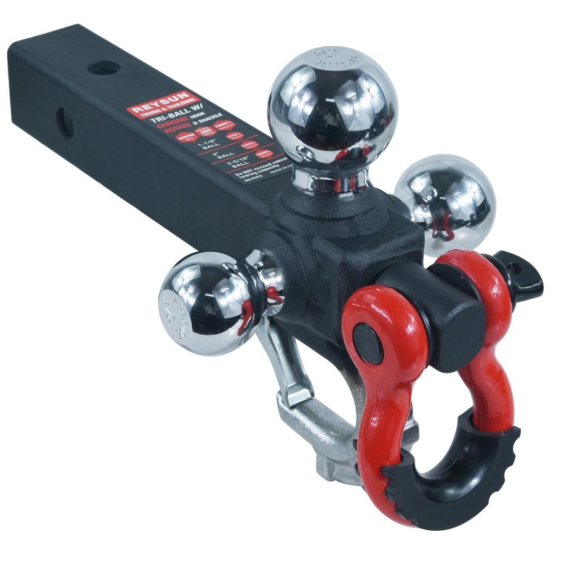 REYSUN Trailer Hitch Tri-Ball Hitch with Rotatoble Tow Shackle and