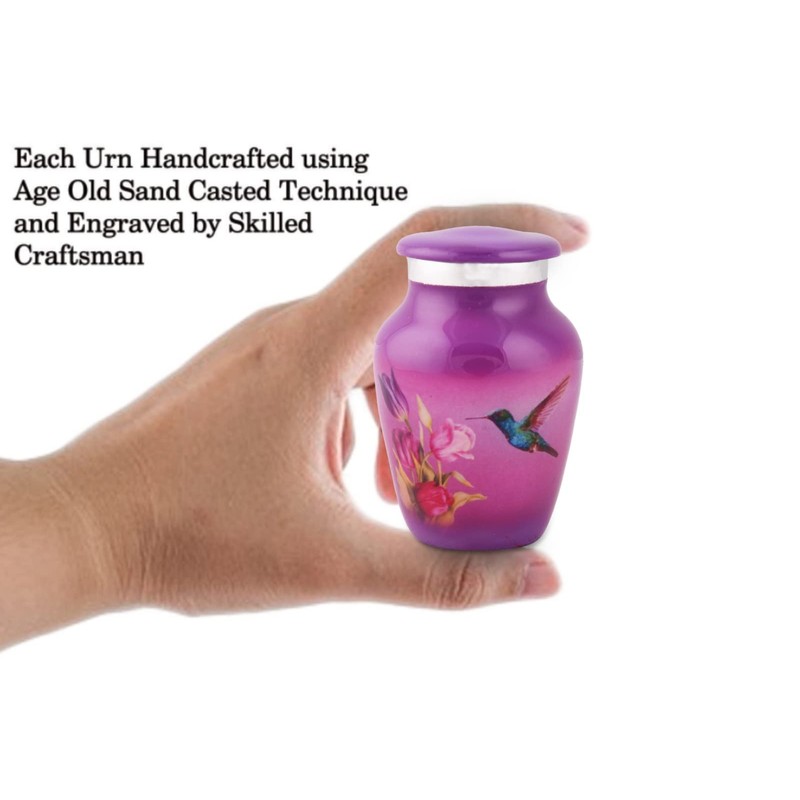 BOLD & DIVINE Small Purple Hummingbird Keepsake Urns | For