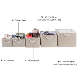 Mangata Fabric Storage Boxes, Storage Baskets for Shelves, 3 Pack (Light Khaki, S)