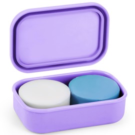 Quatish Leakproof Travel Soap Case, Large Soap Holder with Draining Layer, Silicone Bar Soap Holder for Bathroom, Traveling, Camping, Outdoor, Gym, Portable, Purple