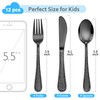 LIANYU 12-Piece Kids Black Silverware Set, Stainless Steel Preschooler Toddler