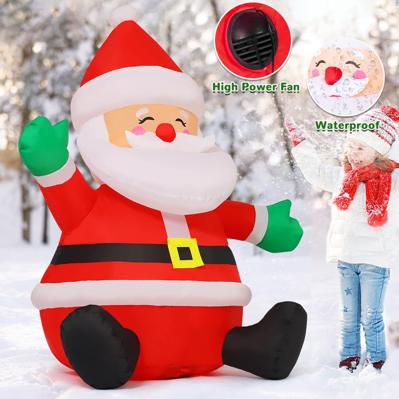 GOOSH 5 FT Christmas Inflatables Santa Claus Outdoor Decorations Blow