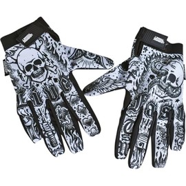 Lethal Threat Tattoo Mens Textile Motorcycle Gloves Black/White XXL