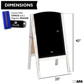 Ilyapa Wooden A-Frame Chalkboard Sidewalk Signs with Rounded Top - 20 x 40 Inches White Chalkboard - Sturdy Freestanding 20x40 Menu Display Board