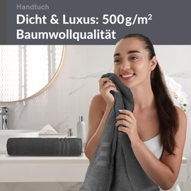 Lashuma Terry Towel Set Grey - Anthracite, London Cotton, 2 x Terry Towelling Hand Towels 50 x 100 cm