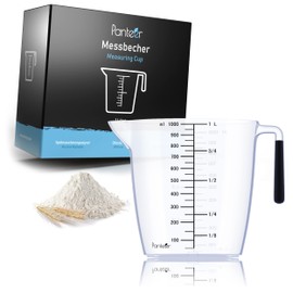 Panteer ® Measuring Jug 1 L – Heat Resistant and Dishwasher Safe up to 90 Degrees – Ideal as a Kitchen Aid and Baking Accessories – Made of Plastic BPA Free