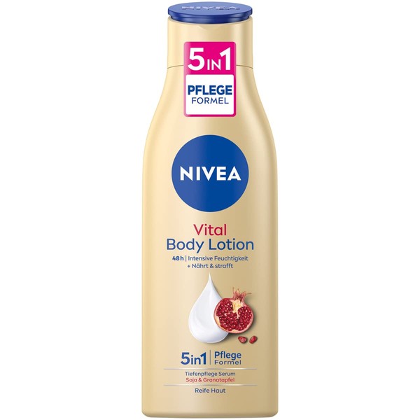 NIVEA Vital Body Lotion (250 ml), Moisturising Body Cream for Mature Skin with Pomegranate & Natural Soy Proteins, Skin Cream for 48 Hours of Intensive Moisture