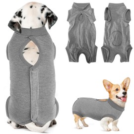 AUTOWT Dog Surgery Recovery Suit, Dog Cone E-Collar Alternative After Surgery Dog Onesie, Surgical Spay Suit Abdominal Wounds Protect, Anti-Licking Pet Vest for Female Male Dog, Grey, XL