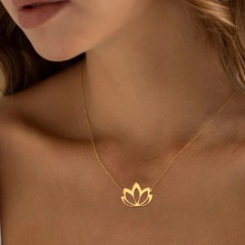 Embtrem To My Daughter - Collar de loto dorado para mujer, collar para hija, regalo de cumpleaños, joyería de mamá y papá, Acero inoxidable, Sin piedra preciosa