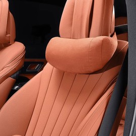 POKSRI 1 Cushion for Car Headrests, Neck Support Car, Velvet Headrest Cushion for Driving, Made of Polyester, 32 x 13 cm Vehicle Seat Cushion (Ochre Brown)