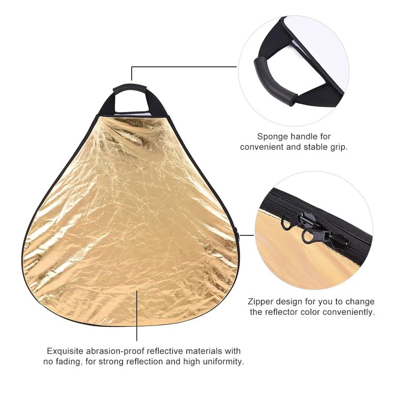 REFLEX CAMERA 5-in-1 Triangle Photography Reflector 30cm (11.8in) | Gold