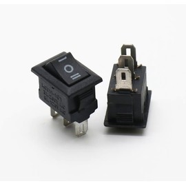 Mini Rocker Switch 9 x 13 mm, 3-Pin 250 V 3 A AC/DC, (6 V 9 V 12 V 24 V 125 V) Black Rectangular 3-Pin On/Off/On