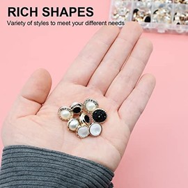 100 piezas de botones redondos de perlas surtidas, botón de perla blanca de resina, botón de costura para ropa vintage (10 mm, 11 mm, 12 mm) con caja de almacenamiento, para proyectos de