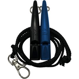 ACME Dog Whistle No. 210.5 with Whistle Band | Double Pack | 2 Whistles Including 2 Bands | Ideal for Recall - Loud and Far-reaching (Black + Snorkel Blue)
