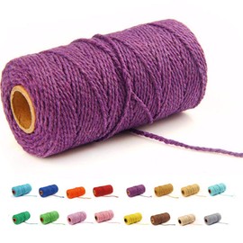 (100 yardas/2 mm/19 colores opcionales) Cordel de algodón para panadero, manualidades, macramé, cuerda de algodón natural, para hacer manualidades, cuerda de tejer, bricolaje, suministros de decoración de boda, envoltura de Navidad (morado)