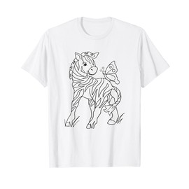 Zebra Butterfly T-Shirt Coloring Book Tee