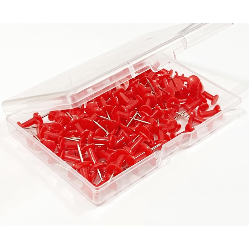 NEDBLUE Red Push Pins - 120 Drawing Pins with Storage