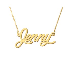 Jenny Pendant Name Necklace 18k Gold Plated Stainless Steel Script Nameplate Necklace Jewelry for Best Friends